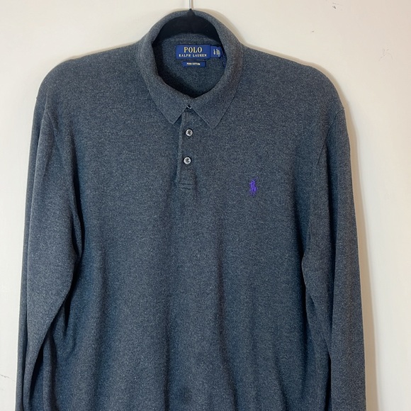 NWOT Polo Ralph Lauren Gray Sweater & Purple Pony Size Large - Picture 5 of 8